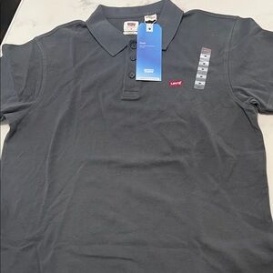Levi's Men's Charcoal Polo with Red Logo